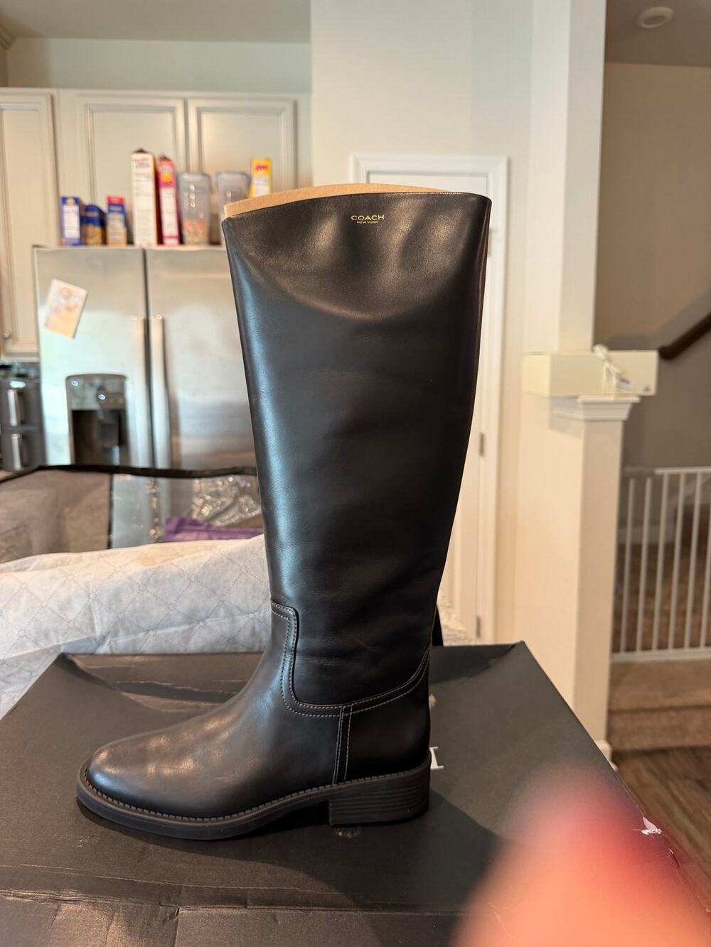 COACH Women's Black Park Tall Leather Boot - Size 8